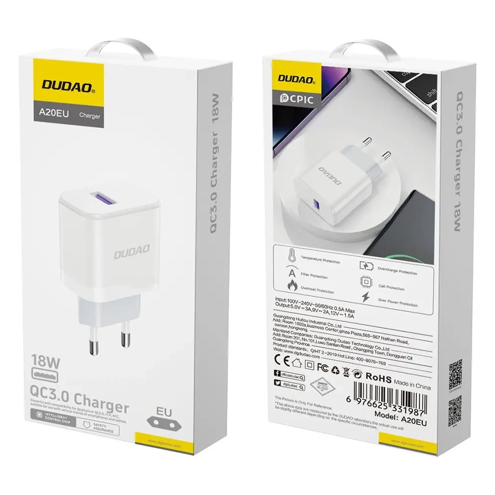 Ładowarka sieciowa Dudao A20EU USB-A 18W biała