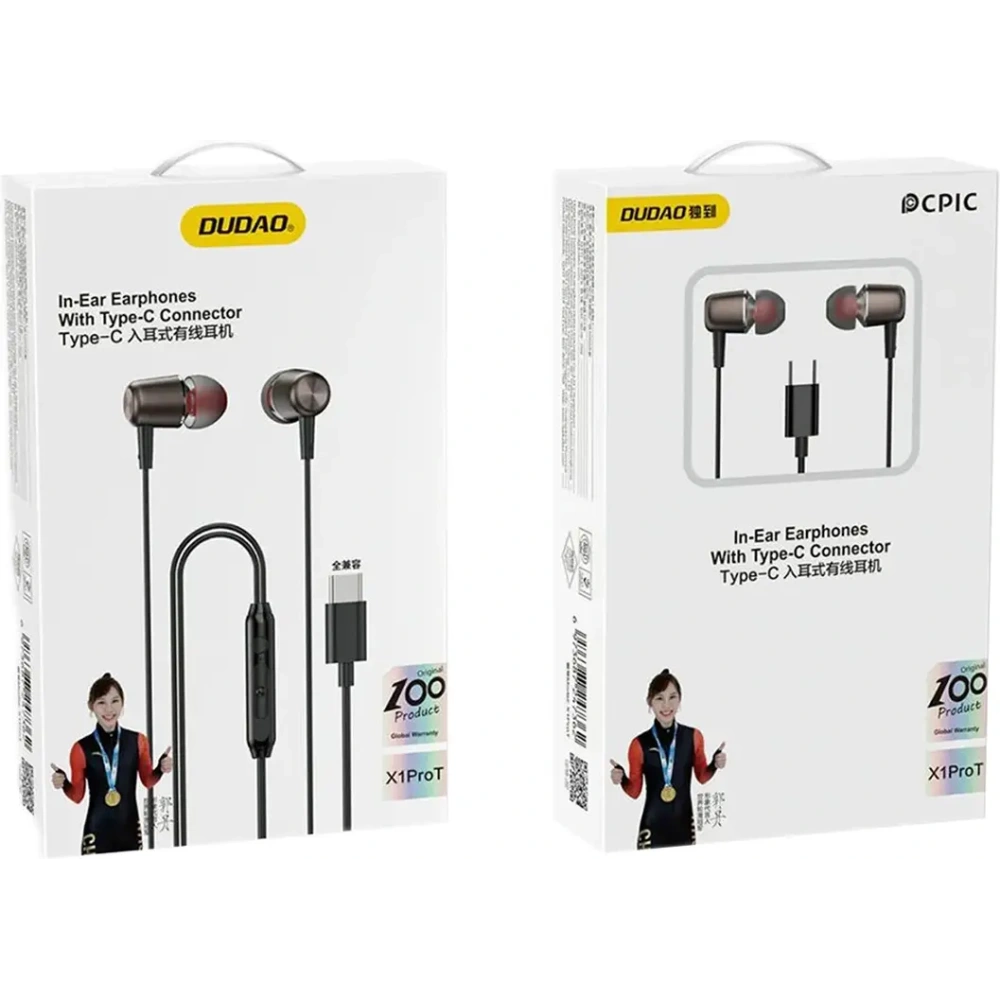 Słuchawki douszne Dudao X1PROT USB-C 1.2m czarne