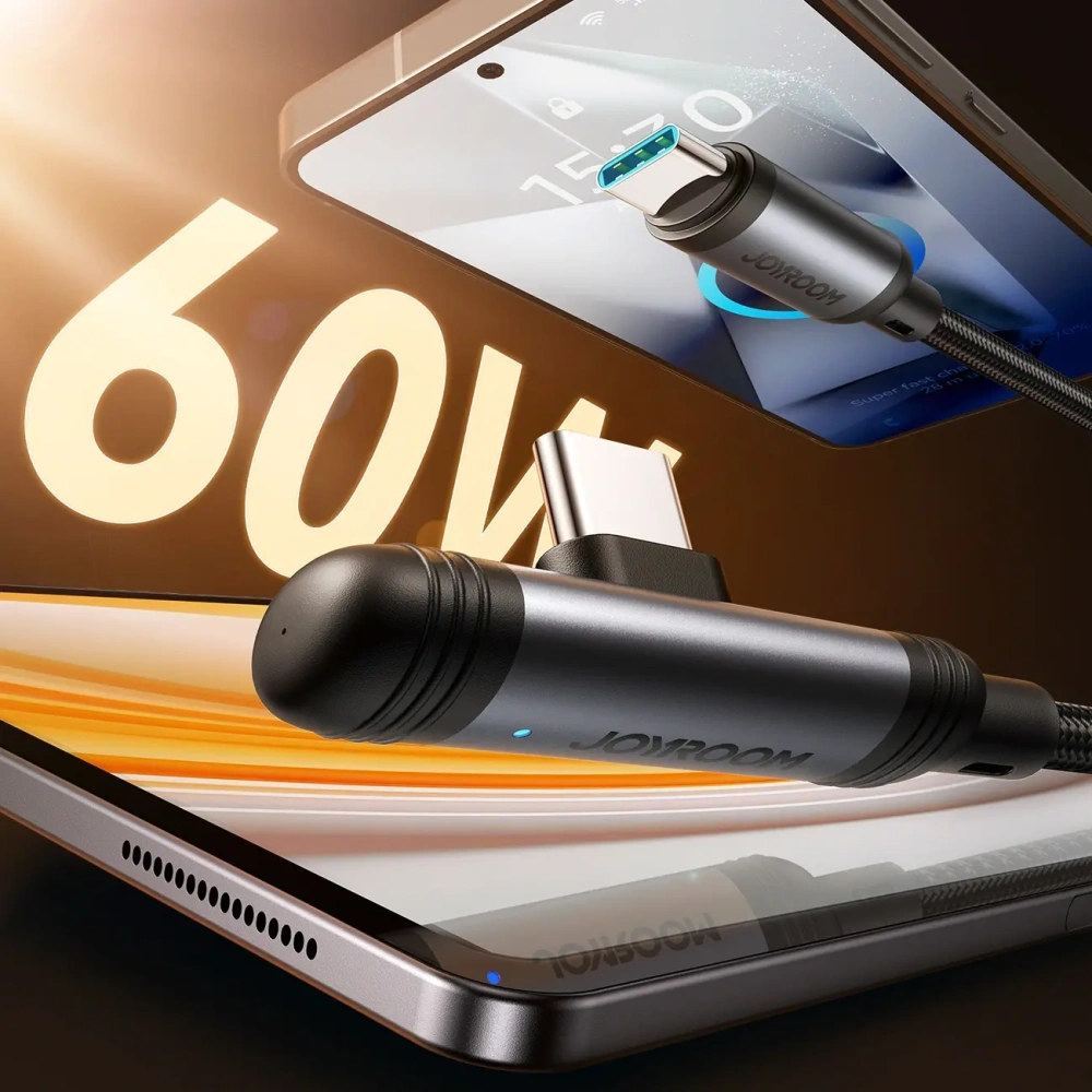 Kabel Joyroom S-A56 EnjoyX Series 90° USB-C / USB-C 60W 1.2m czarny