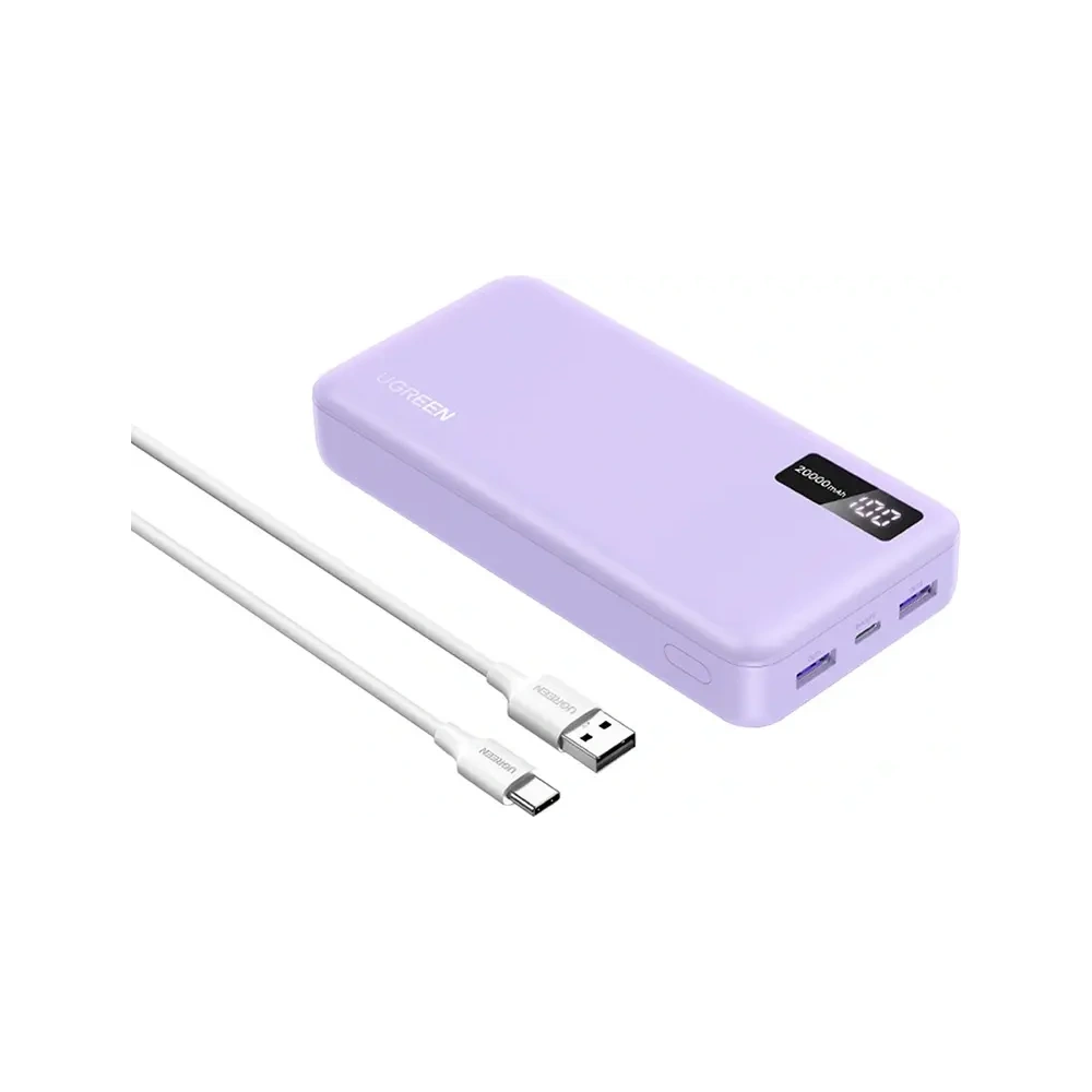 Powerbank UGREEN PB312 20000mAh 2xUSB-A, USB-C 20W fioletowy