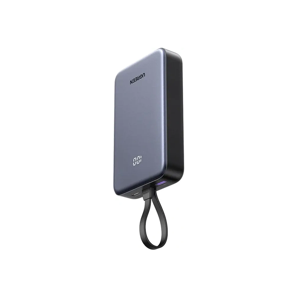 Powerbank UGREEN PB505 20000mAh USB-A, USB-C 20W + wbudowany kabel USB-C szary