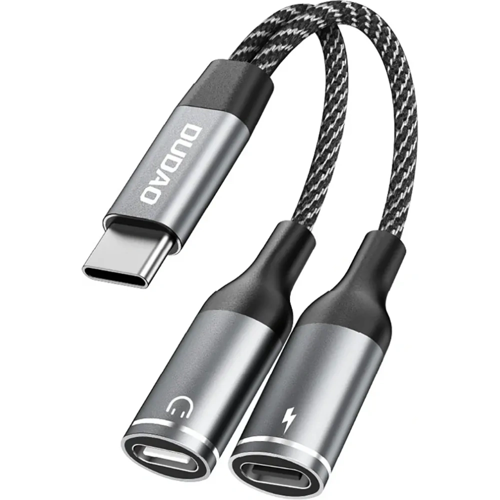Adapter Dudao L13C+ 2w1 USB-C szary