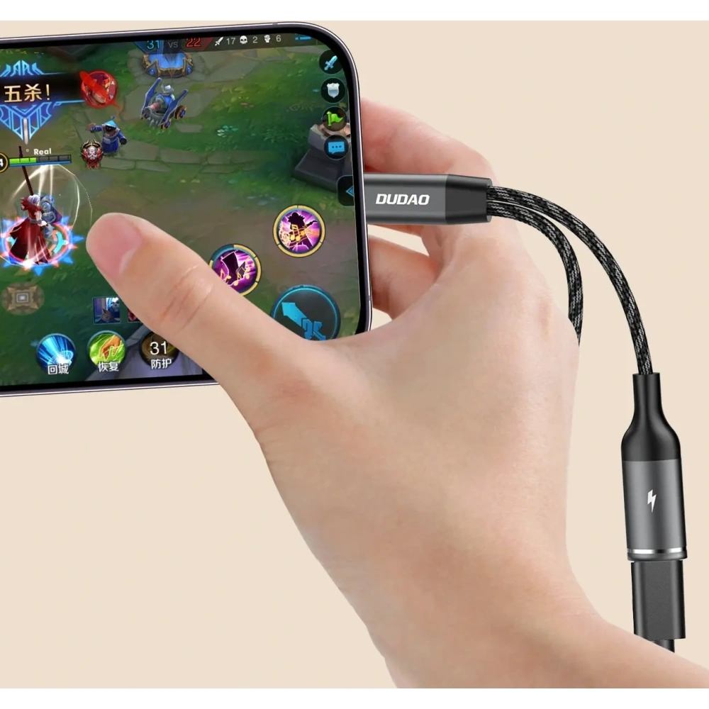 Adapter Dudao L13C+ 2w1 USB-C szary