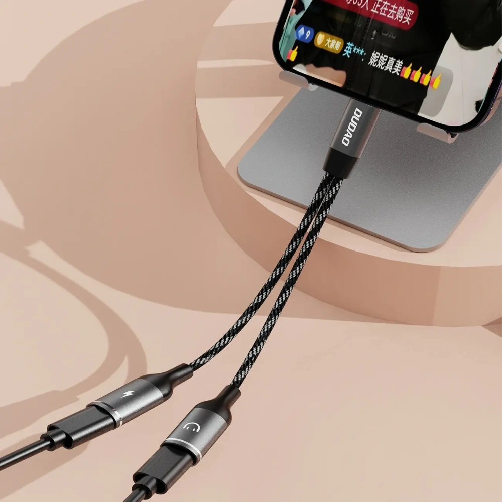 Adapter Dudao L13C+ 2w1 USB-C szary