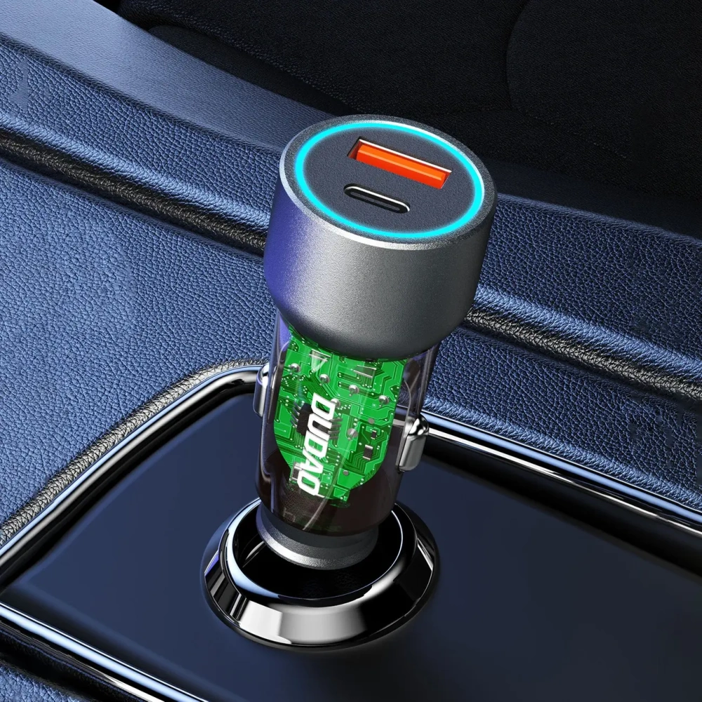 Ładowarka samochodowa Dudao R4T 25W USB-A, USB-C szara