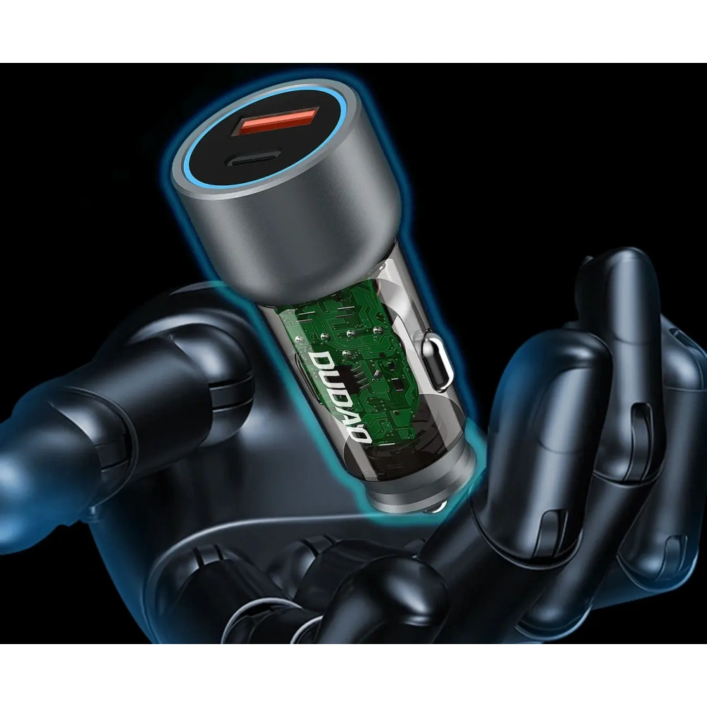 Ładowarka samochodowa Dudao R4T 25W USB-A, USB-C szara