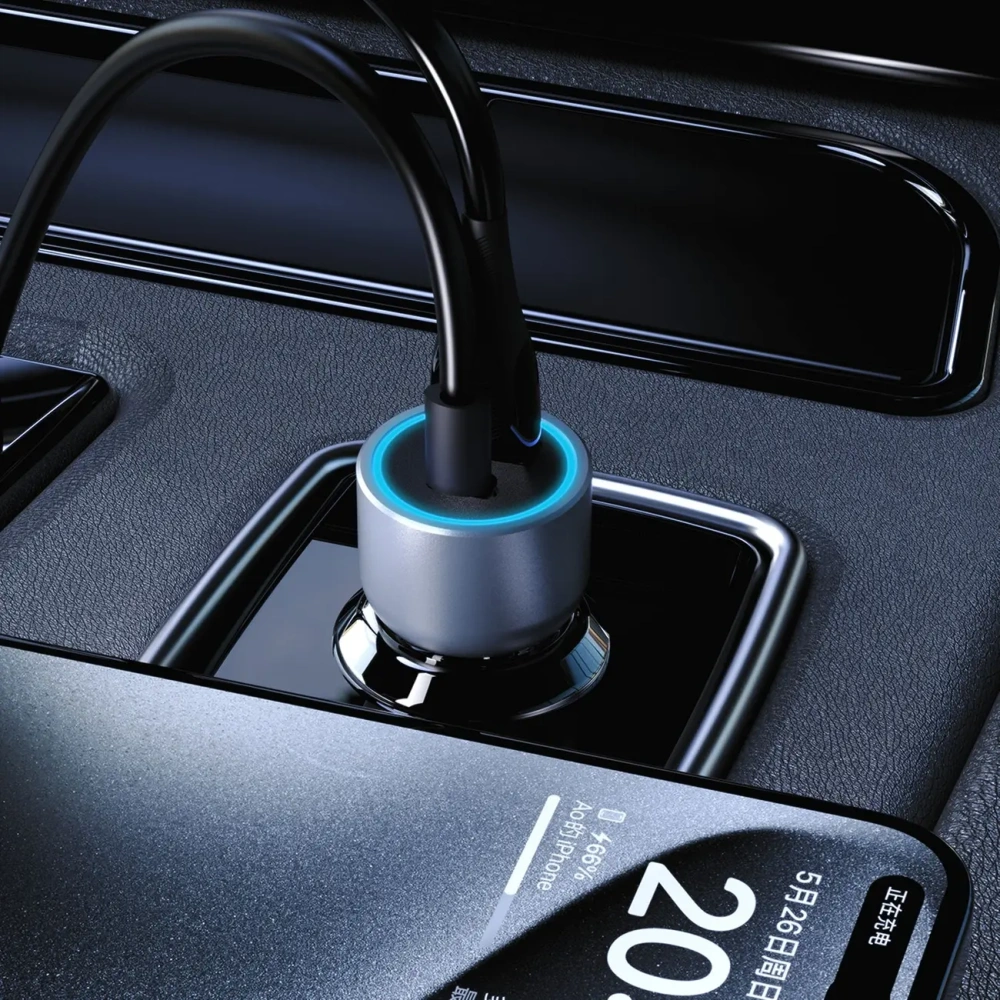 Ładowarka samochodowa Dudao R4T 25W USB-A, USB-C szara