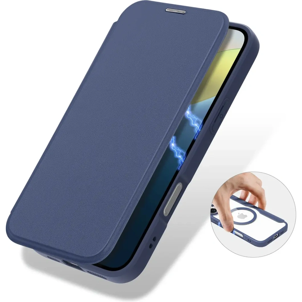 Etui z klapką Dux Ducis Skin X Pro do Apple iPhone 16 MagSafe niebieskie