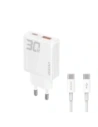 Ładowarka sieciowa GaN Dudao A30EUT 30W USB-A, USB-C + kabel USB-C / USB-C biała