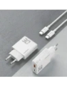 Ładowarka sieciowa GaN Dudao A30EUT 30W USB-A, USB-C + kabel USB-C / USB-C biała