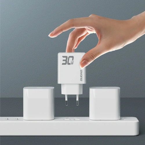 Ładowarka sieciowa Dudao A30EU GaN 30W USB-A, USB-C biała Ładowarka sieciowa Dudao A30EU GaN 30W USB-A, USB-C biała