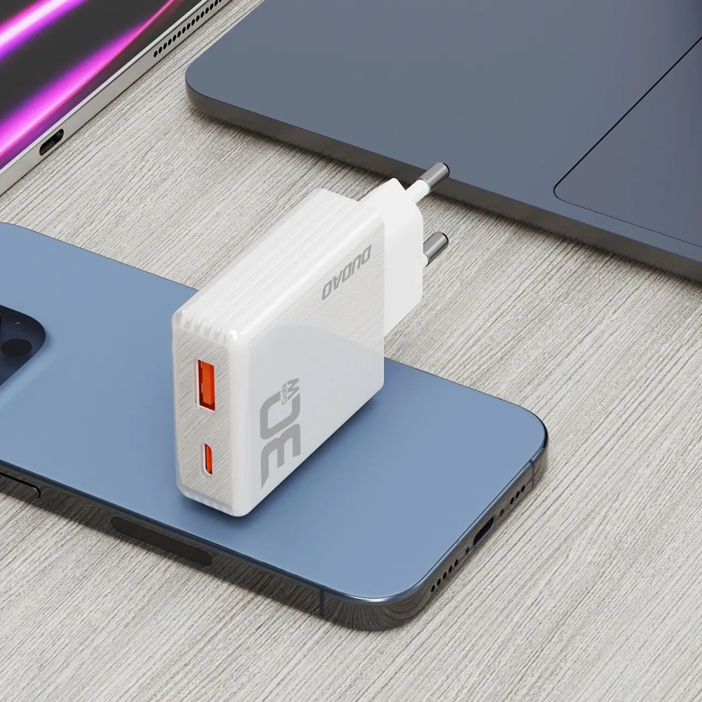 Ładowarka sieciowa Dudao A30EU GaN 30W USB-A, USB-C biała