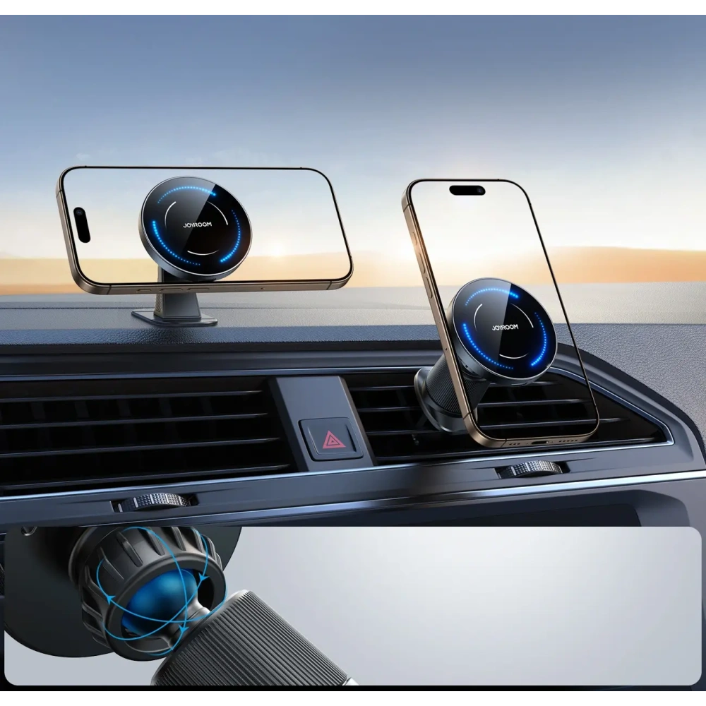 Uchwyt samochodowy z ładowarką indukcyjną na kokpit / do kratki Joyroom JR-ZS502 MagSafe czarny