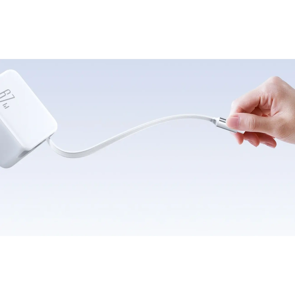 Ładowarka sieciowa Joyroom JR-TCL06 67W USB-C GaN z wbudowanym kablem USB-C biała