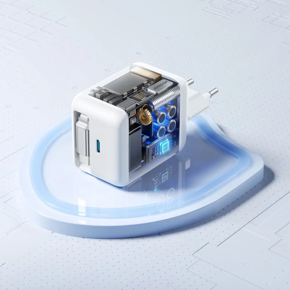 Ładowarka sieciowa Joyroom JR-TCL06 67W USB-C GaN z wbudowanym kablem USB-C biała