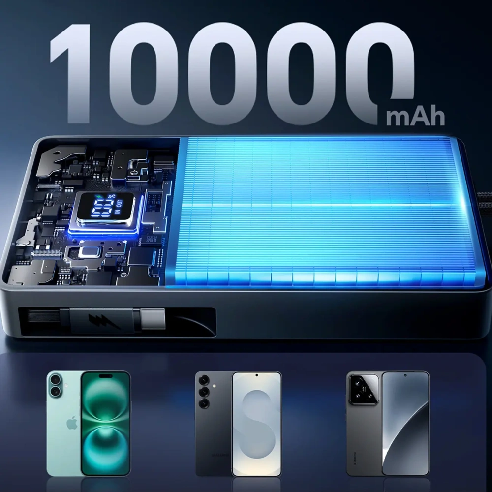 Powerbank Joyroom JR-PR1 10000mAh 22.5W z wbudowanym kablem USB-C czarny