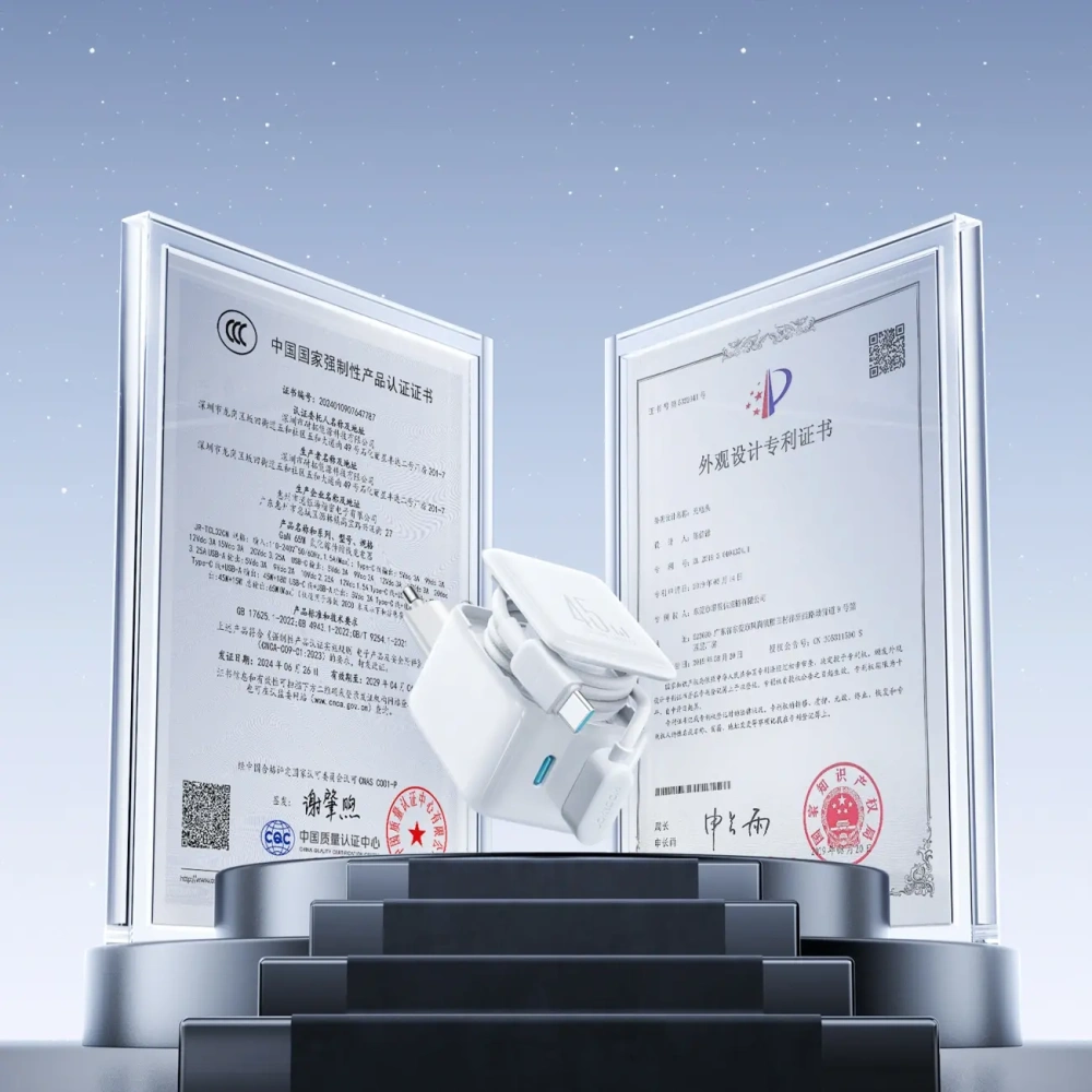 Ładowarka sieciowa Joyroom JR-TCL05 45W GaN 2x USB-C z organizerem na kabel + kabel USB-C / USB-C biała