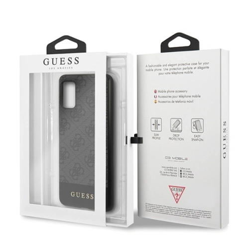 Buy Guess GUHCA41G4GLGR Samsung Galaxy A41 grey hard case 4G Stripe Collection - GUE548GRY - {ean13} - Home Screen Store Europe