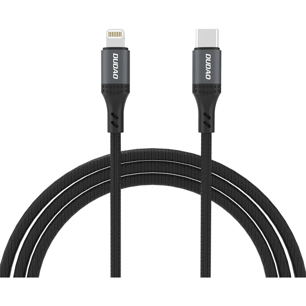 Kabel w oplocie Dudao L3CL USB-C / Lightning 30W 2m czarny