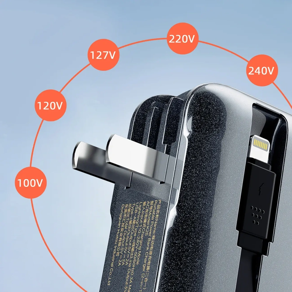 Ładowarka z powerbankiem Dudao K25 2in1 10000mAh z 3 wtyczkami szara