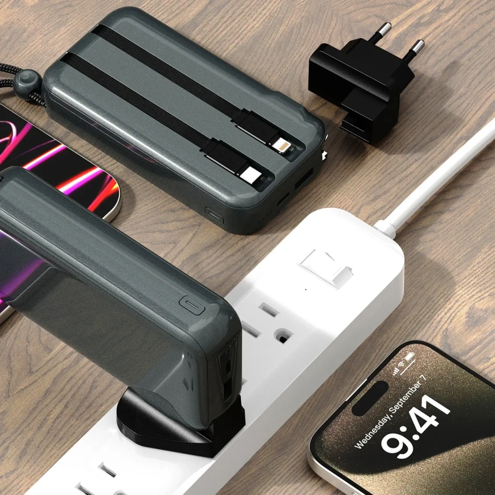 Ładowarka z powerbankiem Dudao K25 2in1 10000mAh z 3 wtyczkami szara