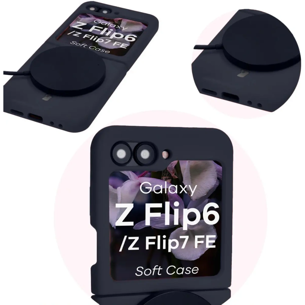 Silikonowe etui Bizon Soft Case do Samsung Galaxy Z Flip7 FE / Z Flip6 ciemnoniebieskie