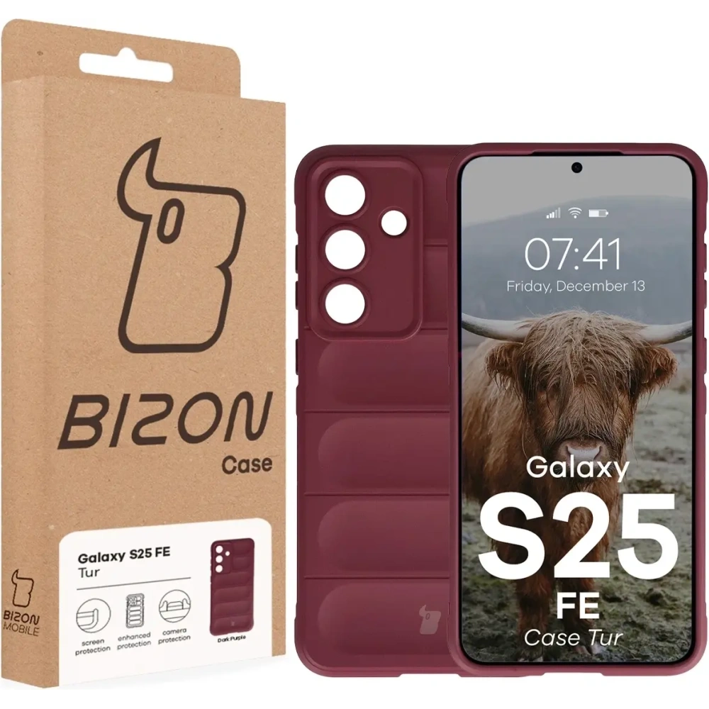 Pancerne etui Bizon Case Tur do Samsung Galaxy S25 FE burgundowe