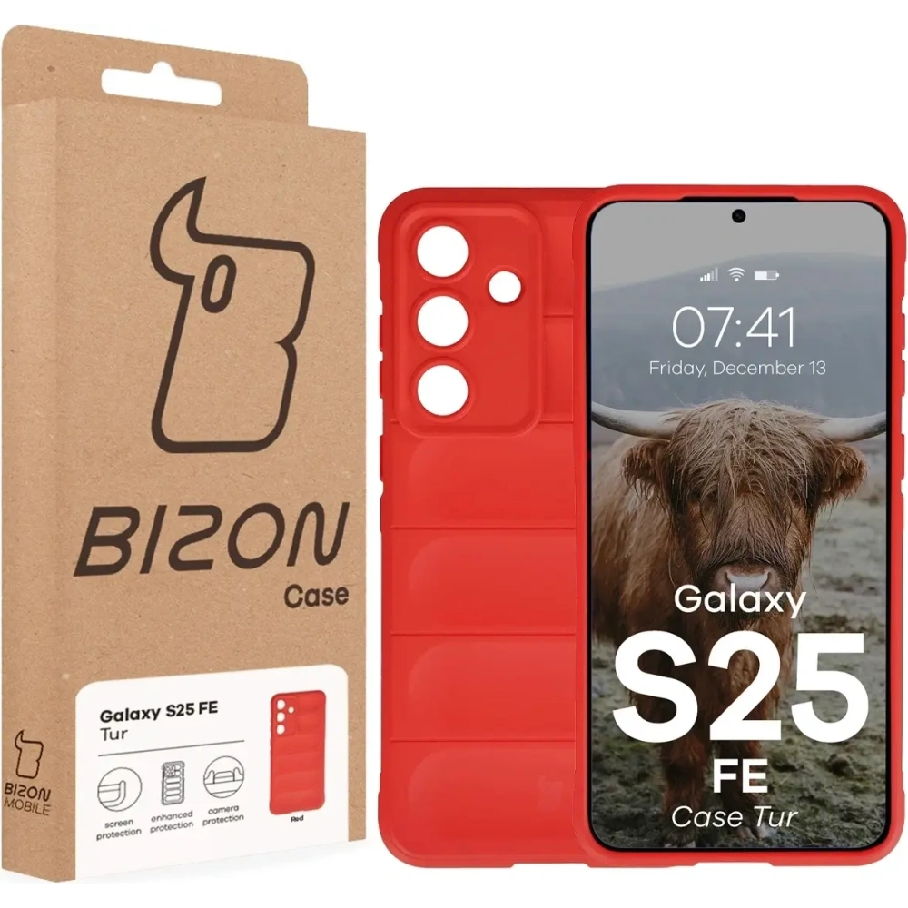 Pancerne etui Bizon Case Tur do Samsung Galaxy S25 FE czerwone