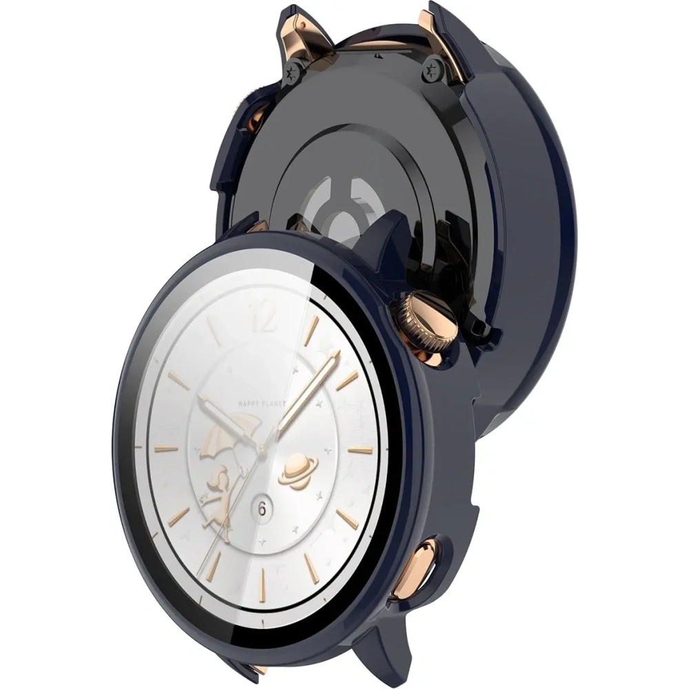 Etui ze szkłem do zegarka Bizon Case+Glass Watch do OnePlus Watch 3 43mm niebieskie