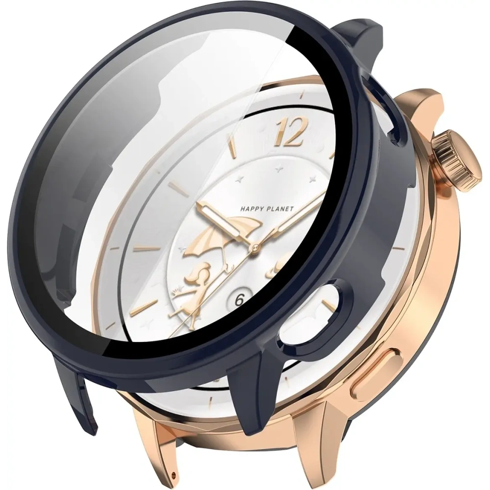 Etui ze szkłem do zegarka Bizon Case+Glass Watch do OnePlus Watch 3 43mm niebieskie