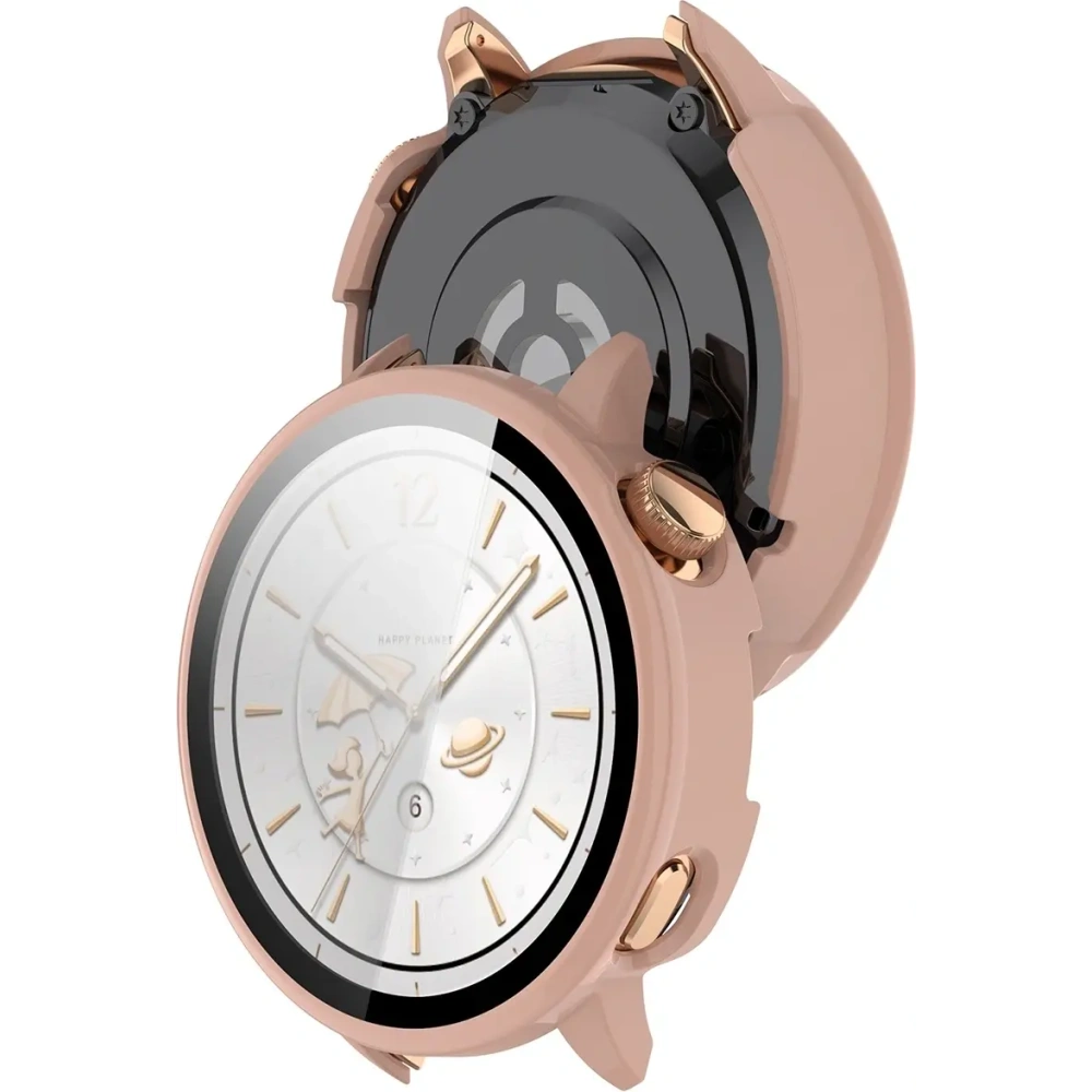 Etui ze szkłem do zegarka Bizon Case+Glass Watch do OnePlus Watch 3 43mm różowe