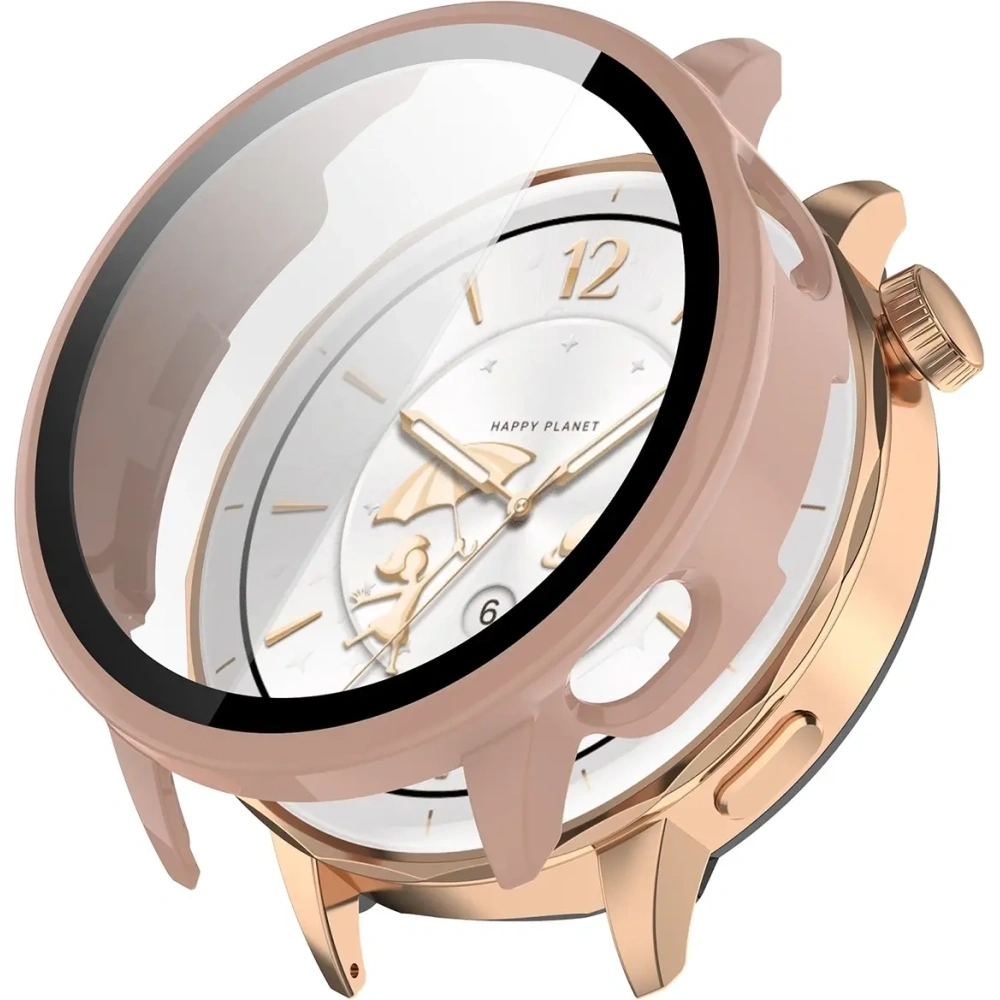 Etui ze szkłem do zegarka Bizon Case+Glass Watch do OnePlus Watch 3 43mm różowe