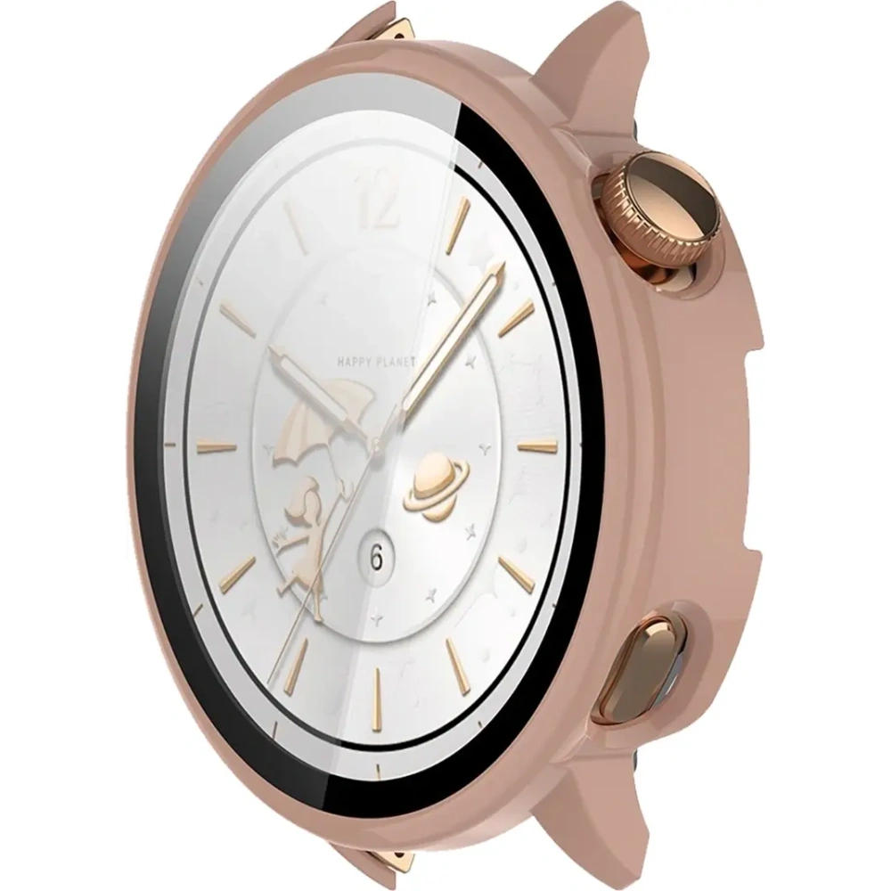 Etui ze szkłem do zegarka Bizon Case+Glass Watch do OnePlus Watch 3 43mm różowe