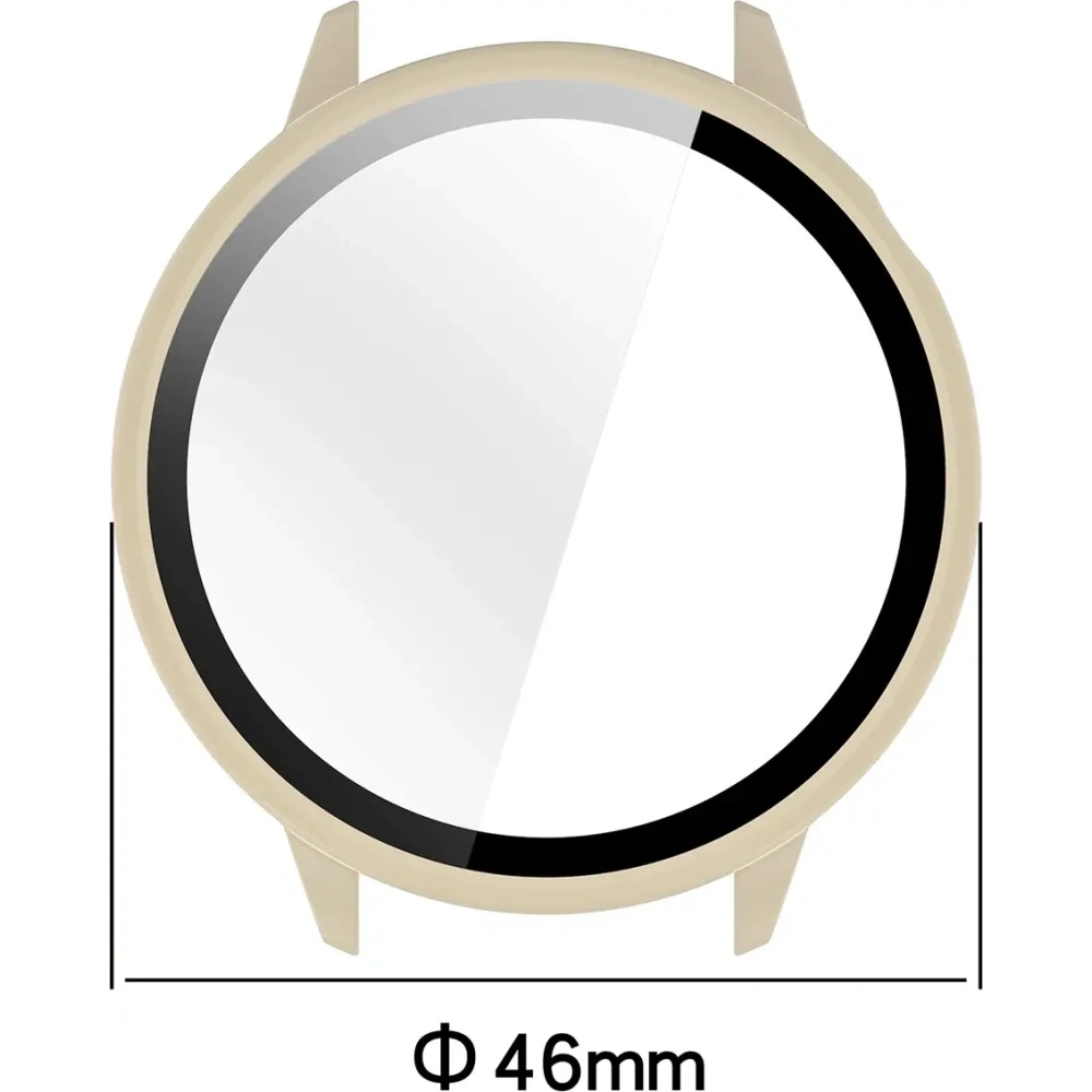 Etui ze szkłem do zegarka Bizon Case+Glass Watch do OnePlus Watch 3 43mm beżowe