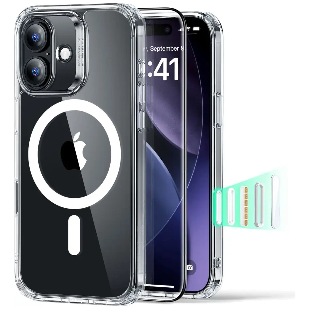 Zestaw ESR etui + szkło na ekran Classic Hybrid MagSafe & Tempered Glass do Apple iPhone 17 Clear