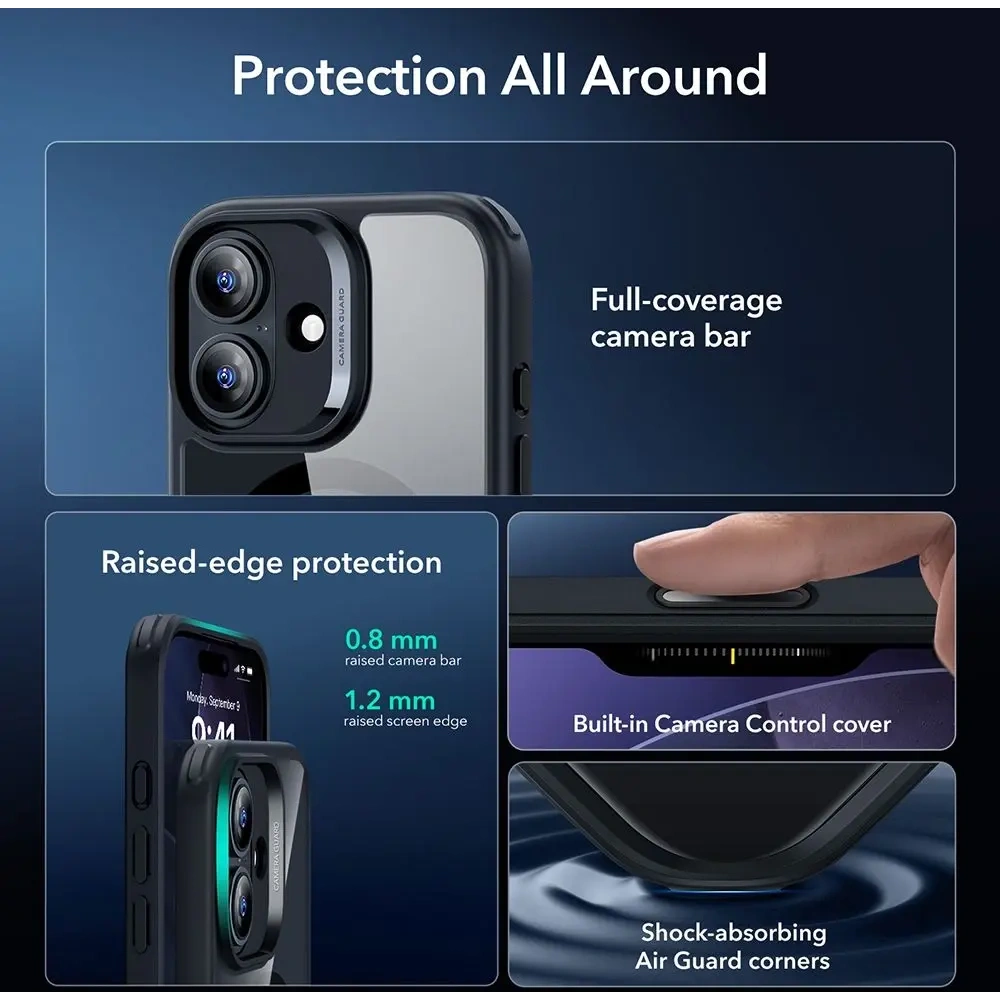 Zestaw ESR etui + szkło na ekran Classic Hybrid MagSafe & Tempered Glass do Apple iPhone 17 Clear/black