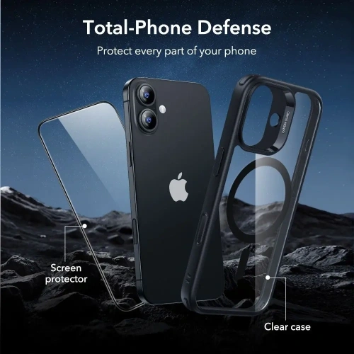 Zestaw ESR etui + szkło na ekran Classic Hybrid MagSafe & Tempered Glass do Apple iPhone 17 Clear/black