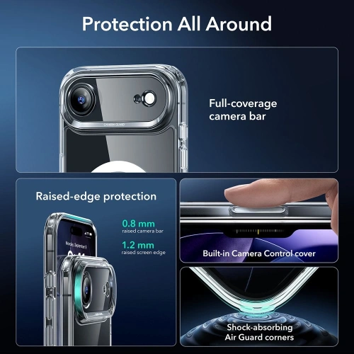 Zestaw ESR etui + szkło na ekran Classic Hybrid MagSafe & Tempered Glass do Apple iPhone 17 Air Clear