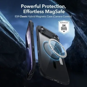 Zestaw ESR etui + szkło na ekran Classic Hybrid MagSafe & Tempered Glass do Apple iPhone 17 Air Clear/black