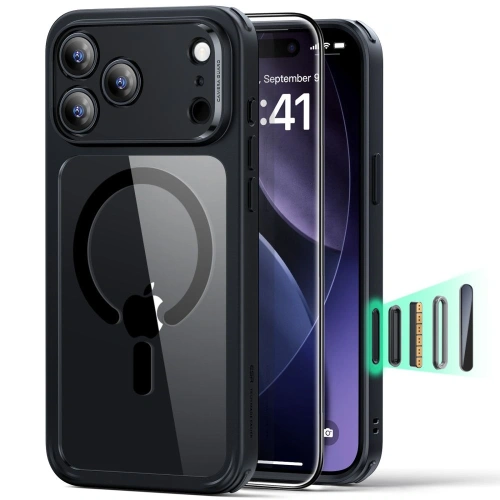 Zestaw ESR etui + szkło na ekran Classic Hybrid MagSafe & Tempered Glass do Apple iPhone 17 Pro Clear/black