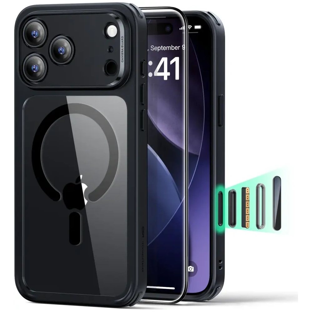 Zestaw ESR etui + szkło na ekran Classic Hybrid MagSafe & Tempered Glass do Apple iPhone 17 Pro Clear/black
