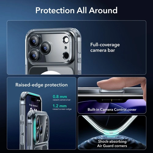 Zestaw ESR etui + szkło na ekran Classic Hybrid MagSafe & Tempered Glass do Apple iPhone 17 Pro Max Clear