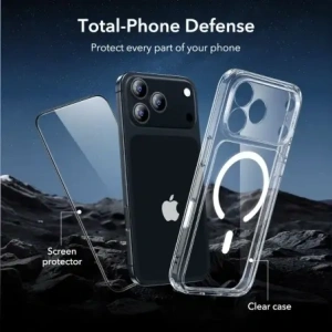 Zestaw ESR etui + szkło na ekran Classic Hybrid MagSafe & Tempered Glass do Apple iPhone 17 Pro Max Clear