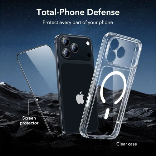 Zestaw ESR etui + szkło na ekran Classic Hybrid MagSafe & Tempered Glass do Apple iPhone 17 Pro Max Clear