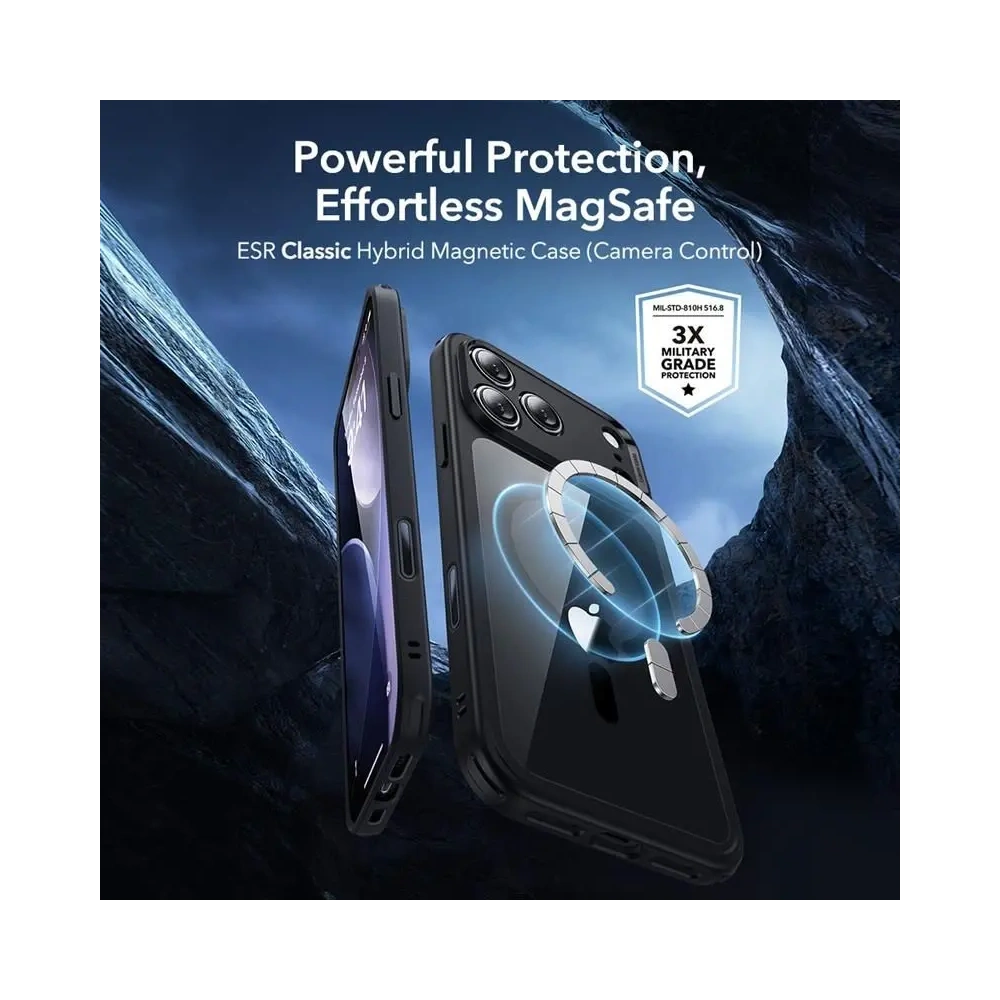 Zestaw ESR etui + szkło na ekran Classic Hybrid MagSafe & Tempered Glass do Apple iPhone 17 Pro Max Clear/black