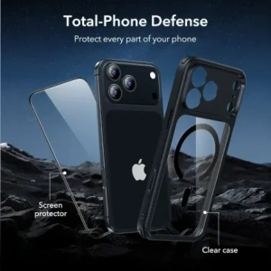 Zestaw ESR etui + szkło na ekran Classic Hybrid MagSafe & Tempered Glass do Apple iPhone 17 Pro Max Clear/black