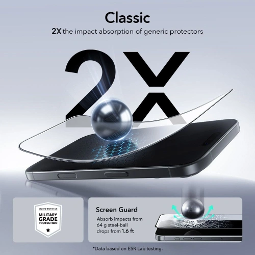 Szkło hartowane ESR Ultrafit Tempered Glass do Apple iPhone 16 Pro / 17 Clear [2 PACK]