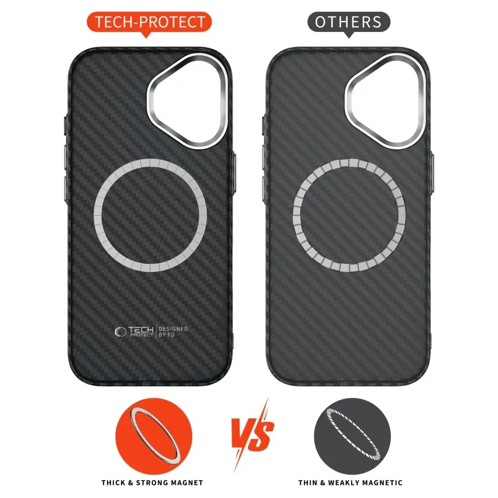 Etui Tech-Protect Ion Carbon MagSafe do Apple iPhone 17 Black/silver