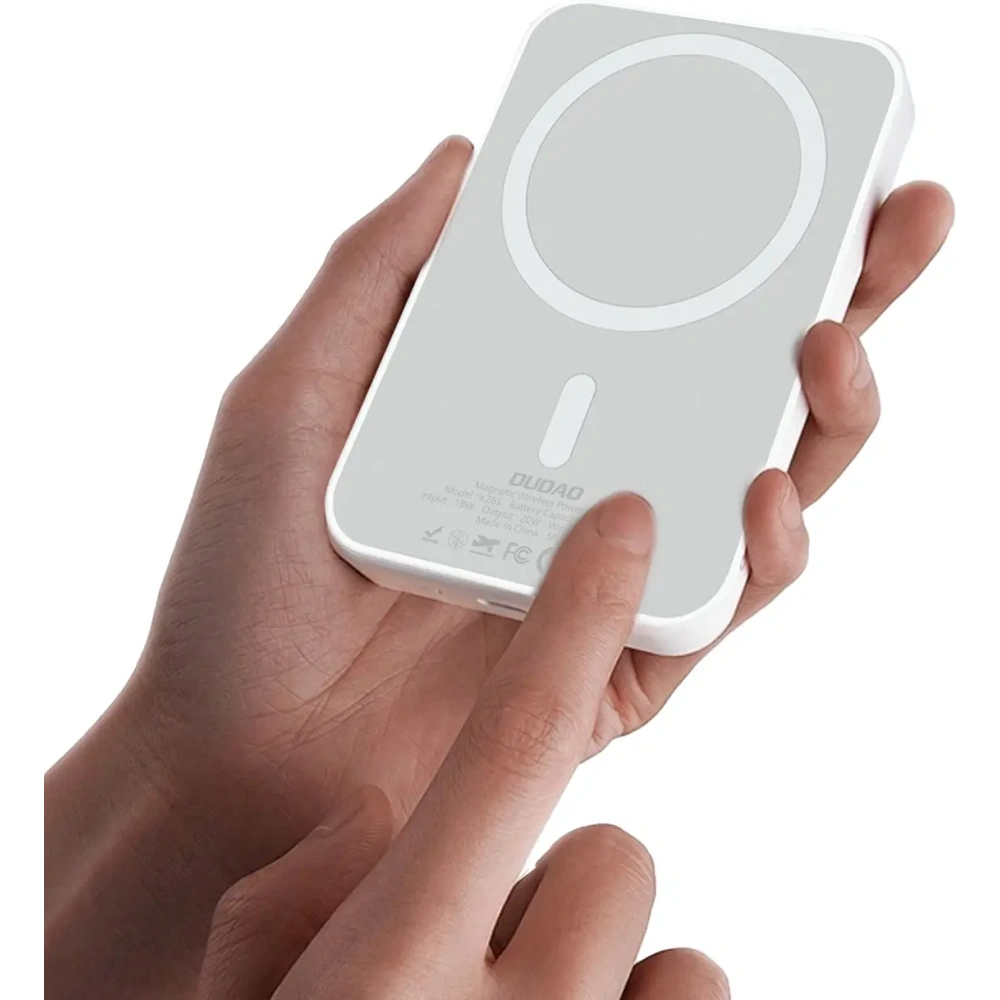 Powerbank bezprzewodowy Dudao K26 10000mAh 20W USB-A / USB-C / MagSafe biały