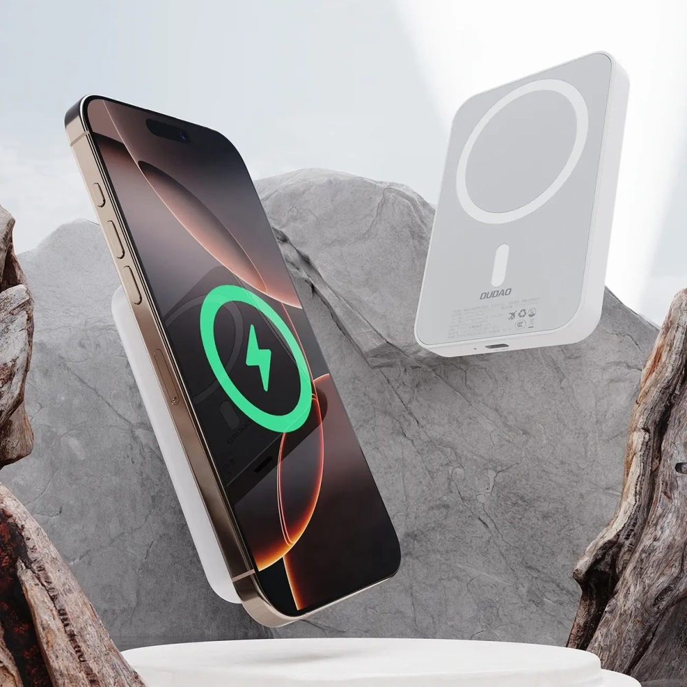 Powerbank bezprzewodowy Dudao K26 10000mAh 20W USB-A / USB-C / MagSafe biały